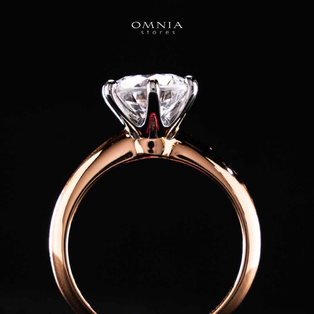 Omnia Azmina Rose Gold Ring In 925 Silver High Quality Certified Lab Crafted Stones