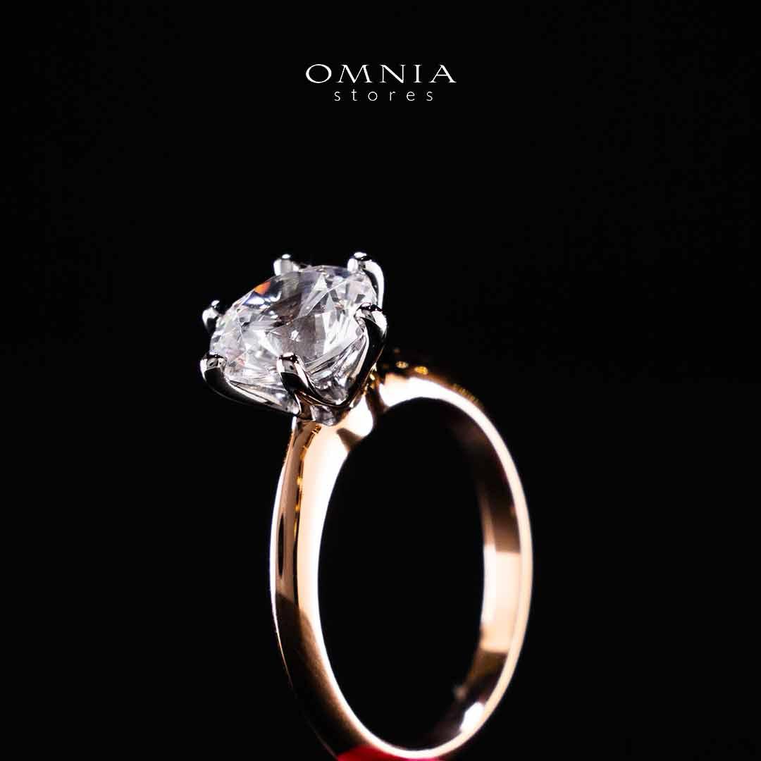 Omnia Azmina Rose Gold Ring In 925 Silver High Quality Certified Lab Crafted Stones