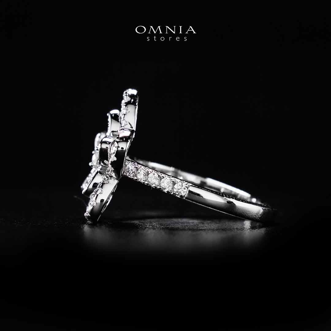 Omnia Areebah Flower Silver Ring In 925 Silver High Quality Certified Lab Crafted Stones