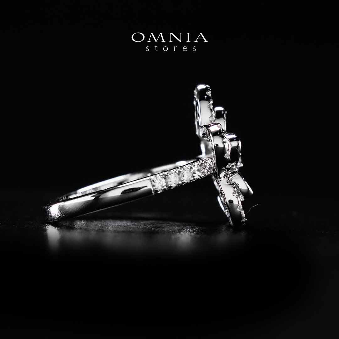 Omnia Areebah Flower Silver Ring In 925 Silver High Quality Certified Lab Crafted Stones