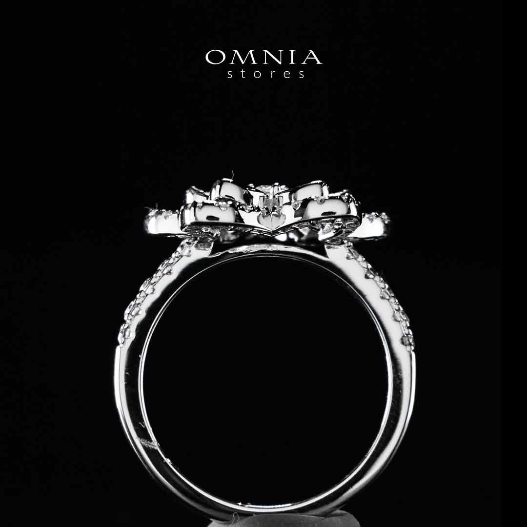 Omnia Areebah Flower Silver Ring In 925 Silver High Quality Certified Lab Crafted Stones