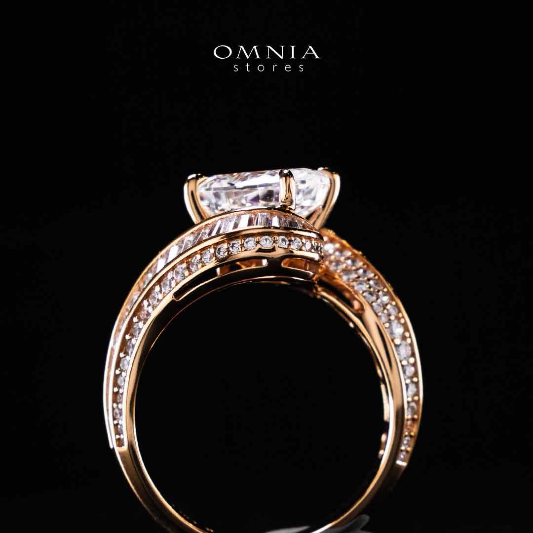 Omnia Rameen Rose Gold Twist Ring In 925 Silver High Quality Certified Lab Crafted Oval Cut Stones 3.5Ct