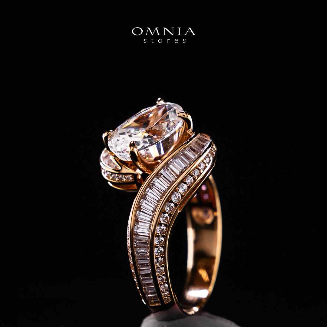 Omnia Rameen Rose Gold Twist Ring In 925 Silver High Quality Certified Lab Crafted Oval Cut Stones 3.5Ct