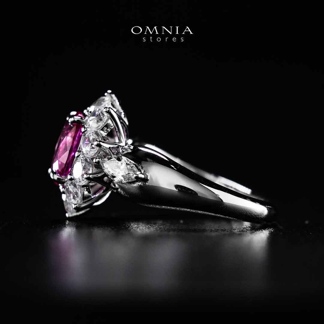 Omnia Zuhaina Flower Purple Silver Ring In 925 Silver High Quality Certified Lab Crafted Stones