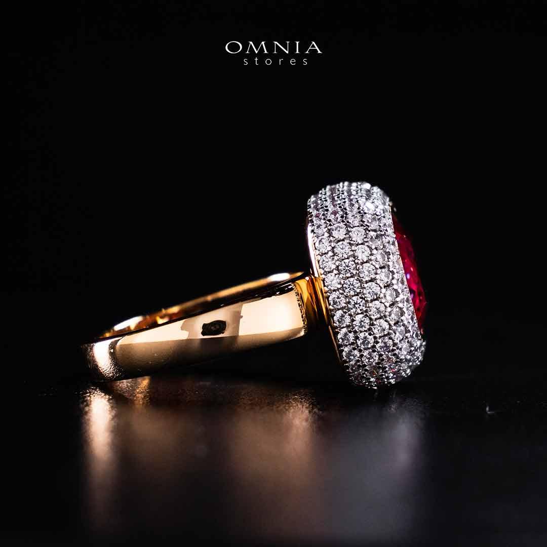 Omnia Rafidah Red Rose Gold Ring In 925 Silver High Quality Certified Lab Crafted Stones