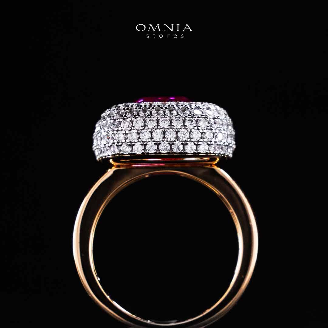 Omnia Rafidah Red Rose Gold Ring In 925 Silver High Quality Certified Lab Crafted Stones