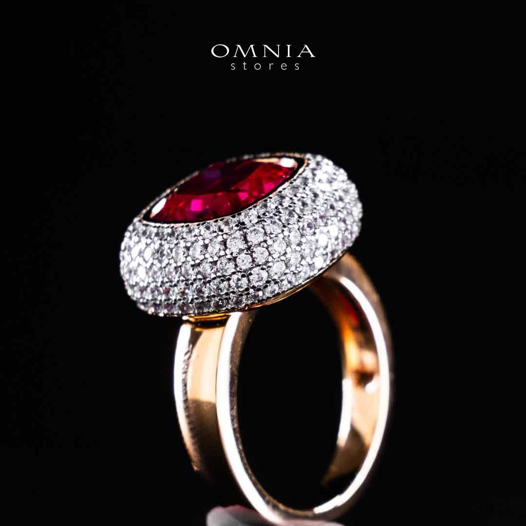 Omnia Rafidah Red Rose Gold Ring In 925 Silver High Quality Certified Lab Crafted Stones