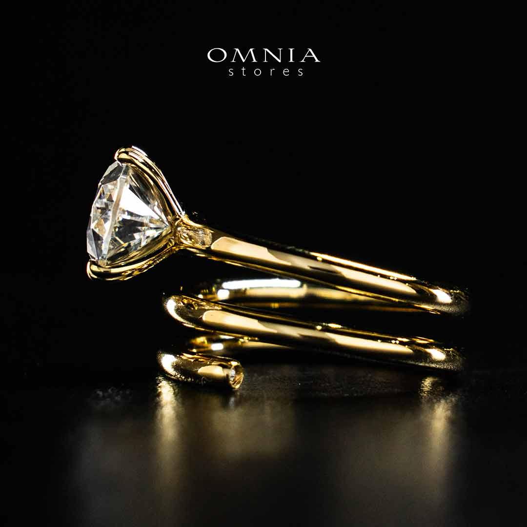 Omnia Nabeela White Golden Ring In 925 Silver High Quality Certified Lab Crafted Stones
