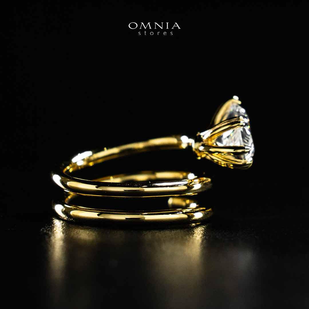 Omnia Nabeela White Golden Ring In 925 Silver High Quality Certified Lab Crafted Stones