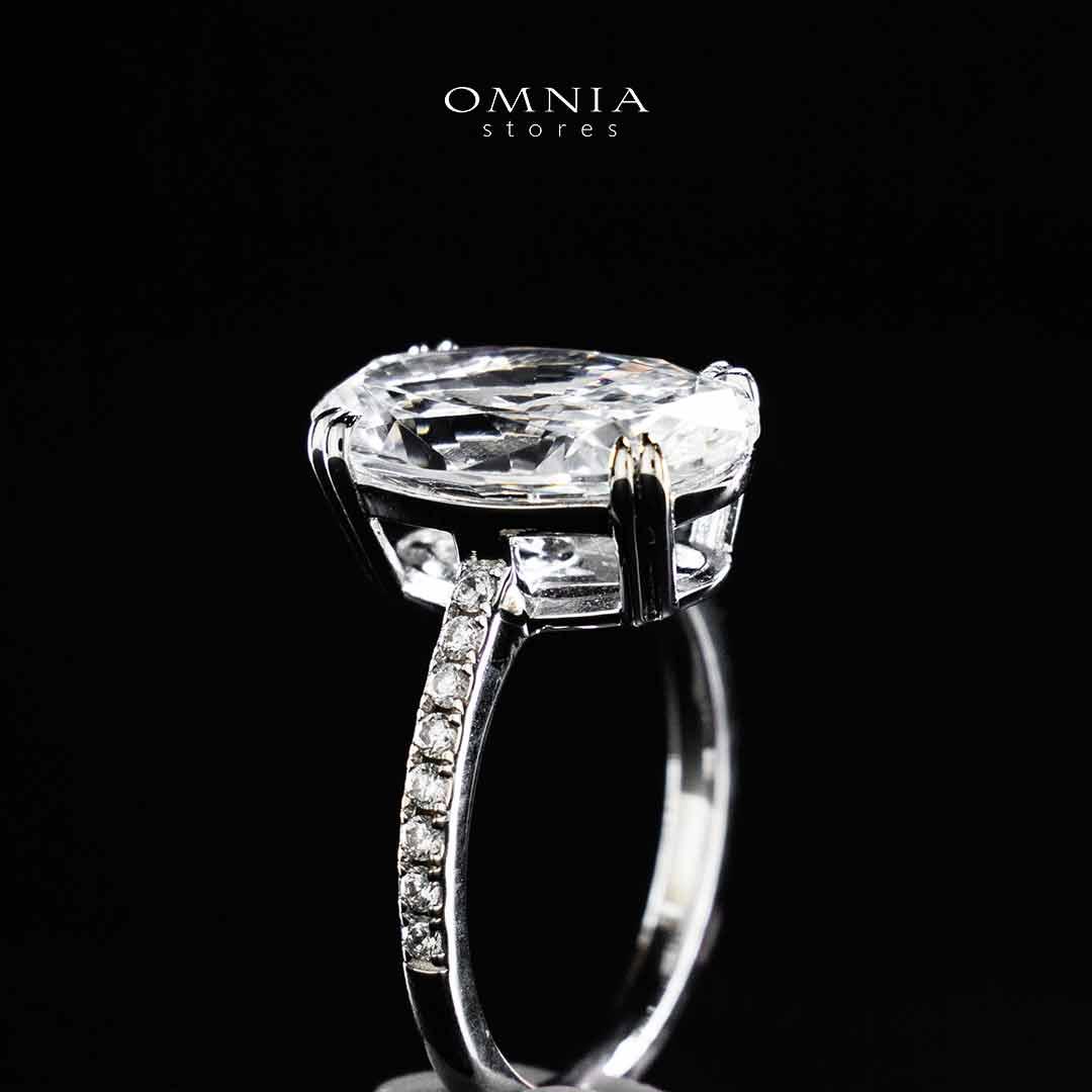Omnia Nuraan White Silver Ring In 925 Silver High Quality Certified Lab Crafted Stones
