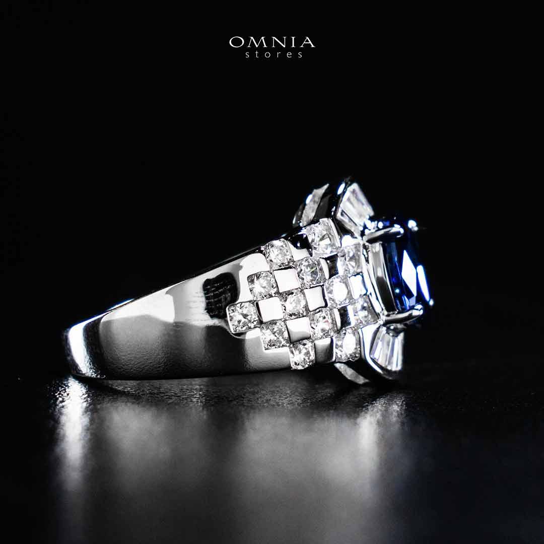 Omnia Zareena Blue Silver Ring In 925 Silver High Quality Certified Lab Crafted Stones