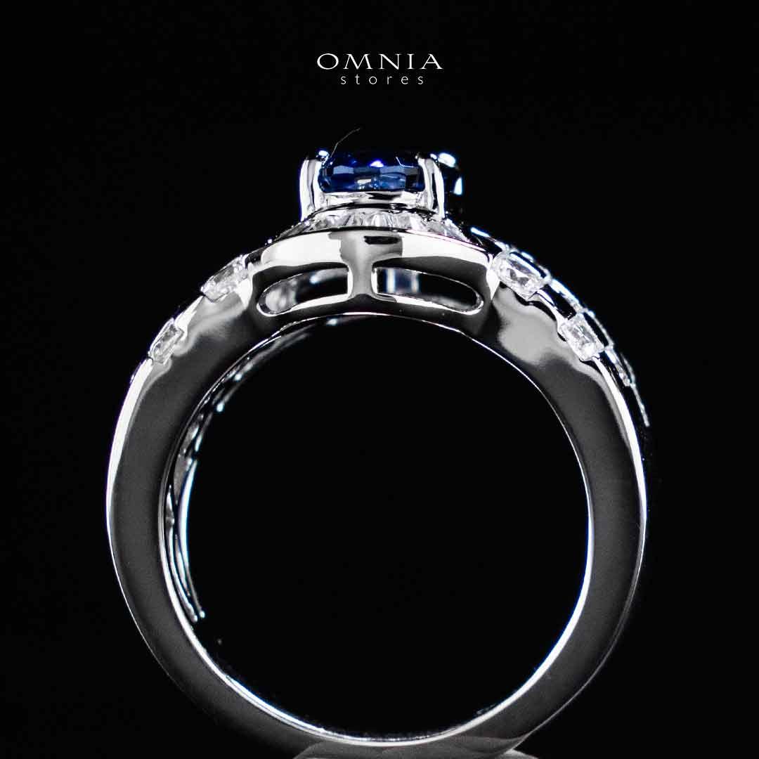 Omnia Zareena Blue Silver Ring In 925 Silver High Quality Certified Lab Crafted Stones