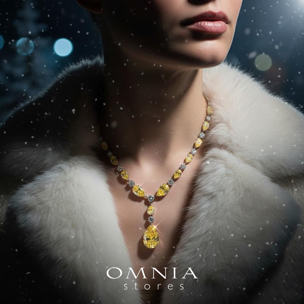 Omnia Isabella Yellow Necklace in 92.5 Silver with High Quality Simulated Diamonds - OMNIASTORES UAE