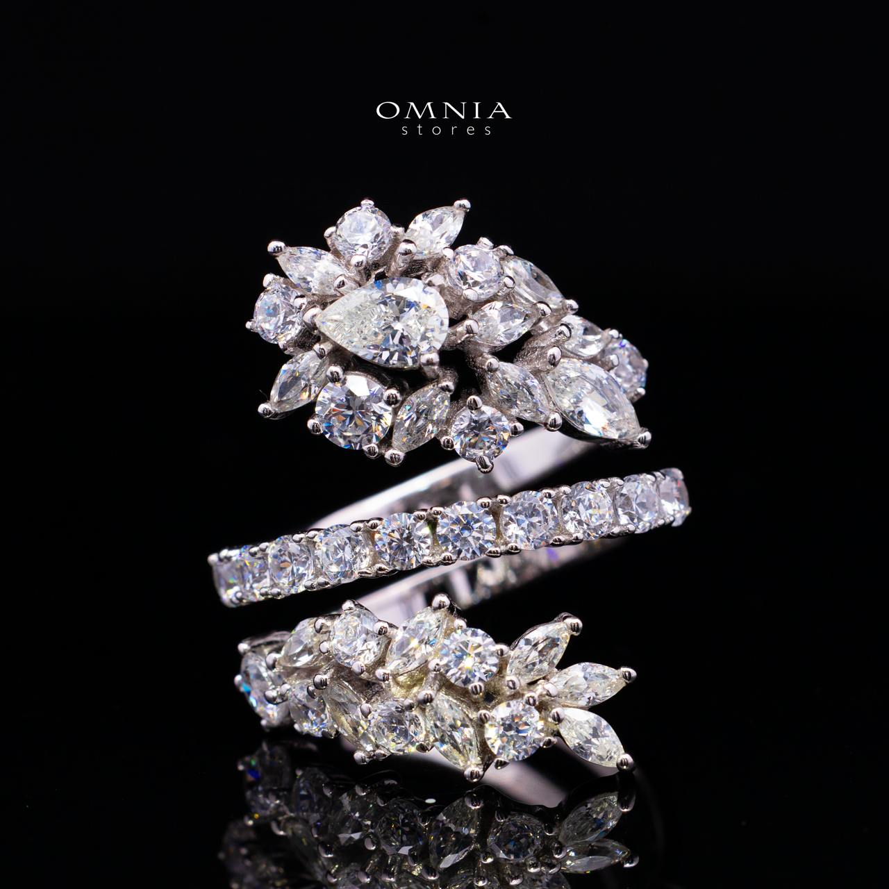 Raneen Ring with High Quality Premium Simulated Diamonds in 925 Silver