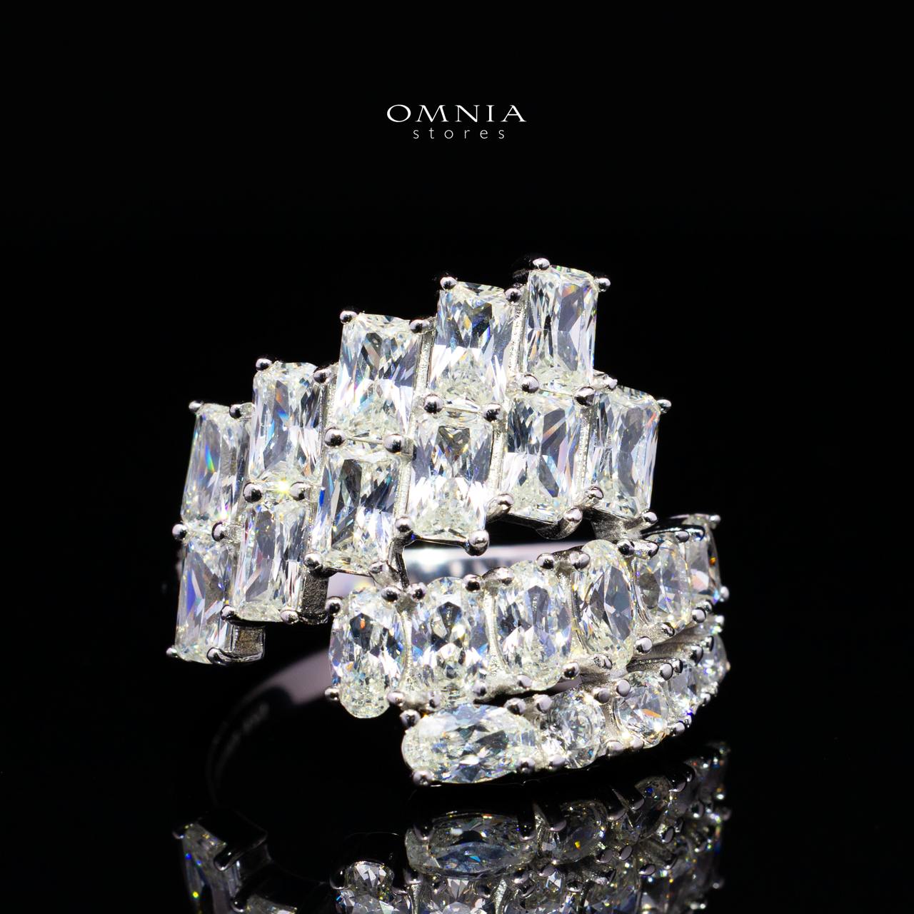Glaiza White Ring in 925 Silver with Premium Simulated Diamonds
