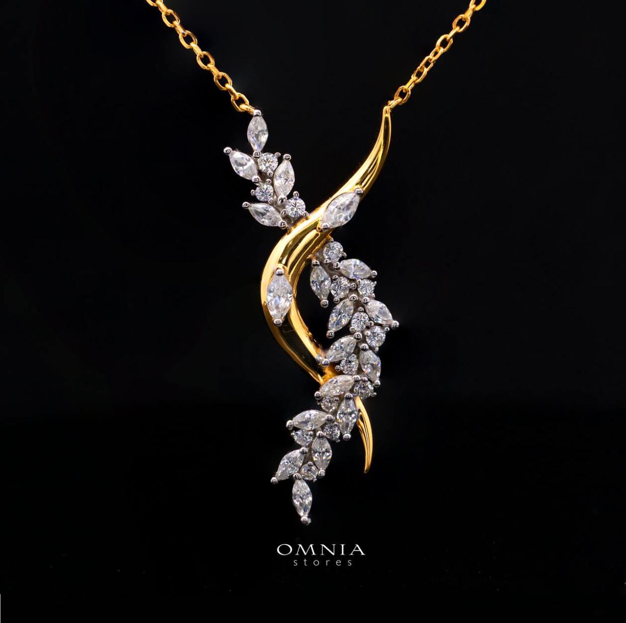 Lucille Gold-Plated Vine Necklace in 925 Silver with Premium Zircon Stones