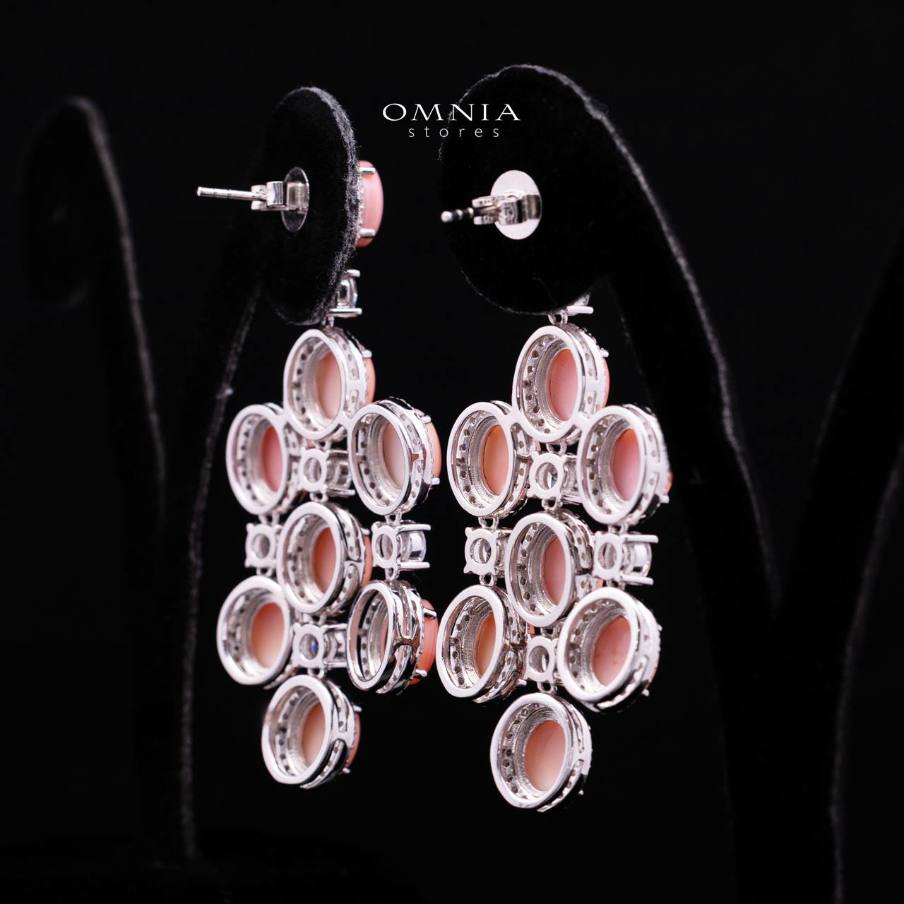 Olyssia Pink Drop Earrings with High-Quality Premium Simulated Diamonds in 925 Sterling Silver