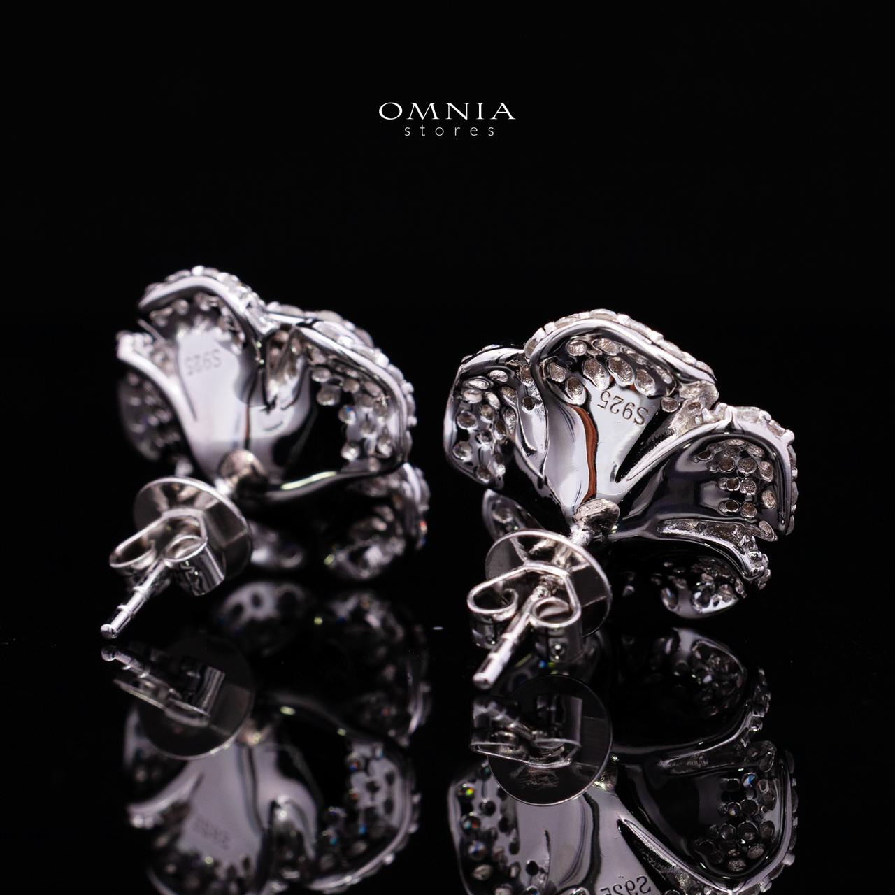 Safiyah White Rose Stud Earrings 925 Sterling Silver | Premium Brilliant-Cut Simulated Diamonds