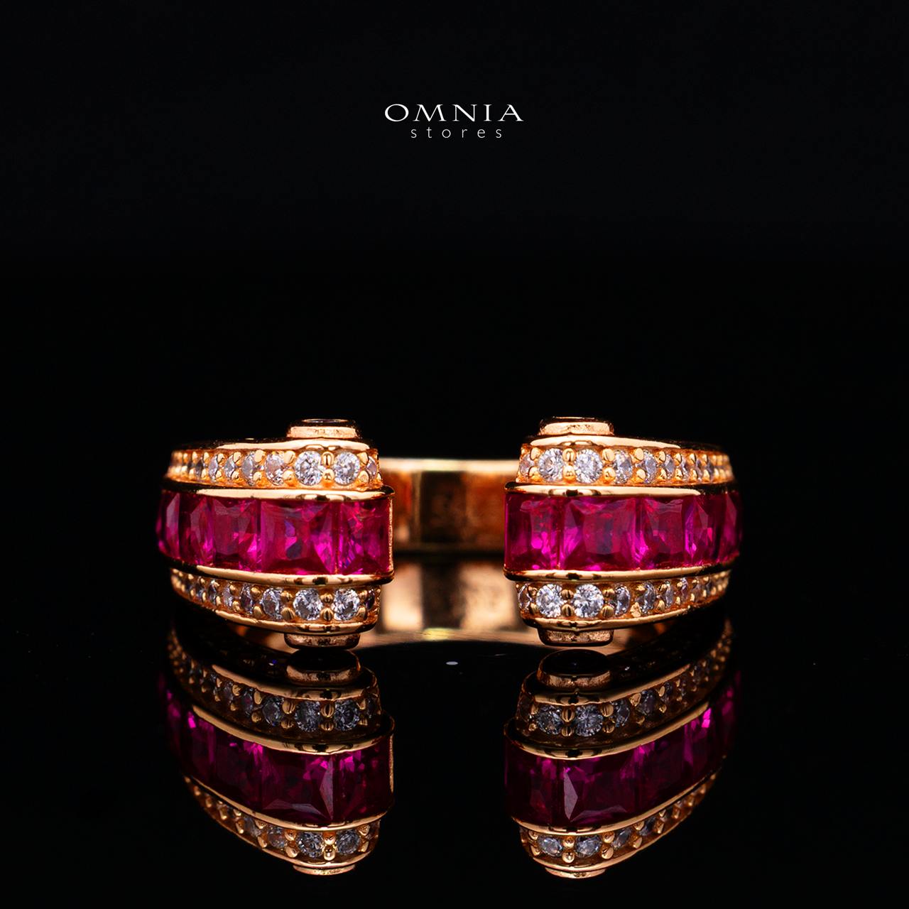 Isalyn Ruby Red Ring with High Quality Simulated Diamond in 925 Silver
