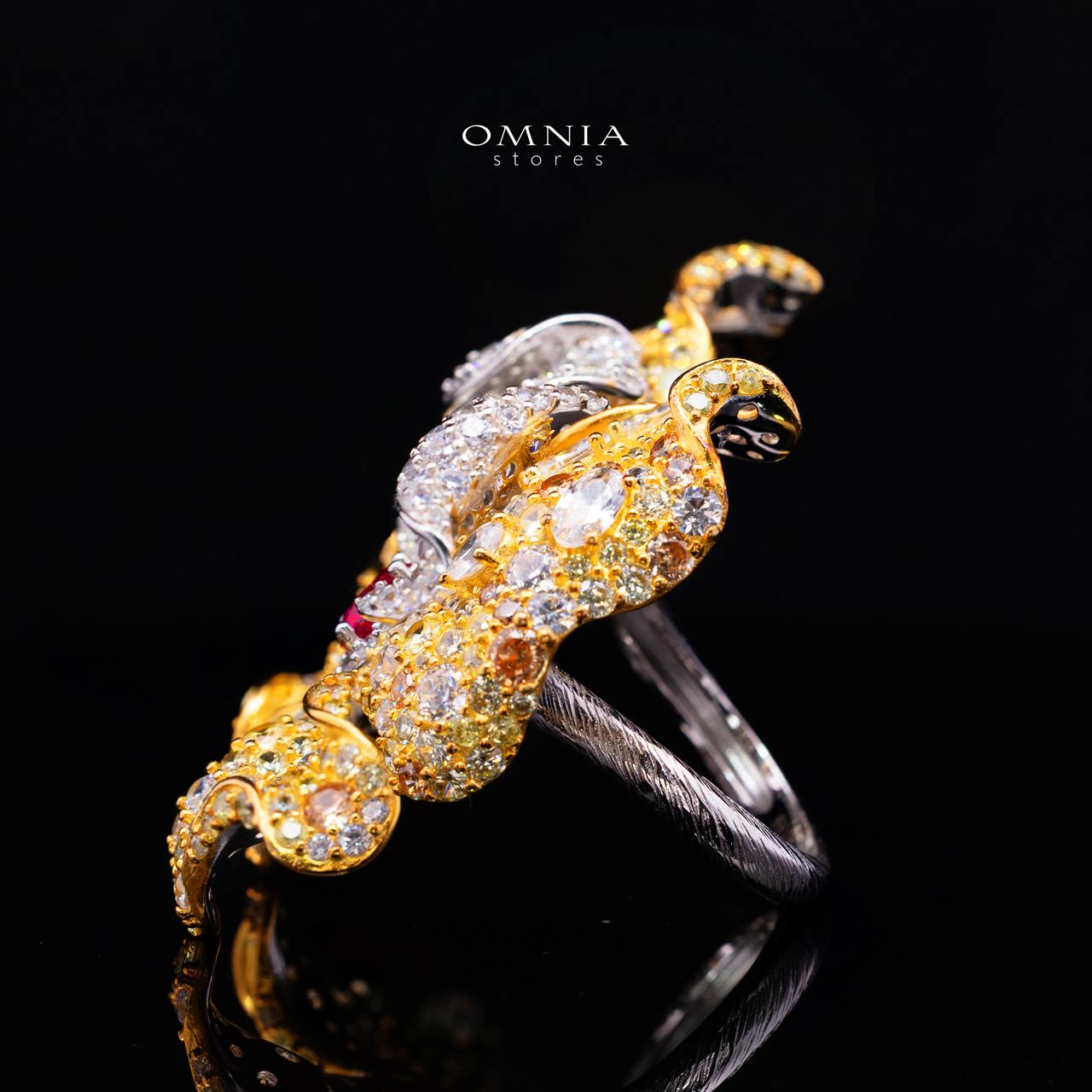 Aria Ruby Red Ring with Premium Simulated Diamond in 925 Silver