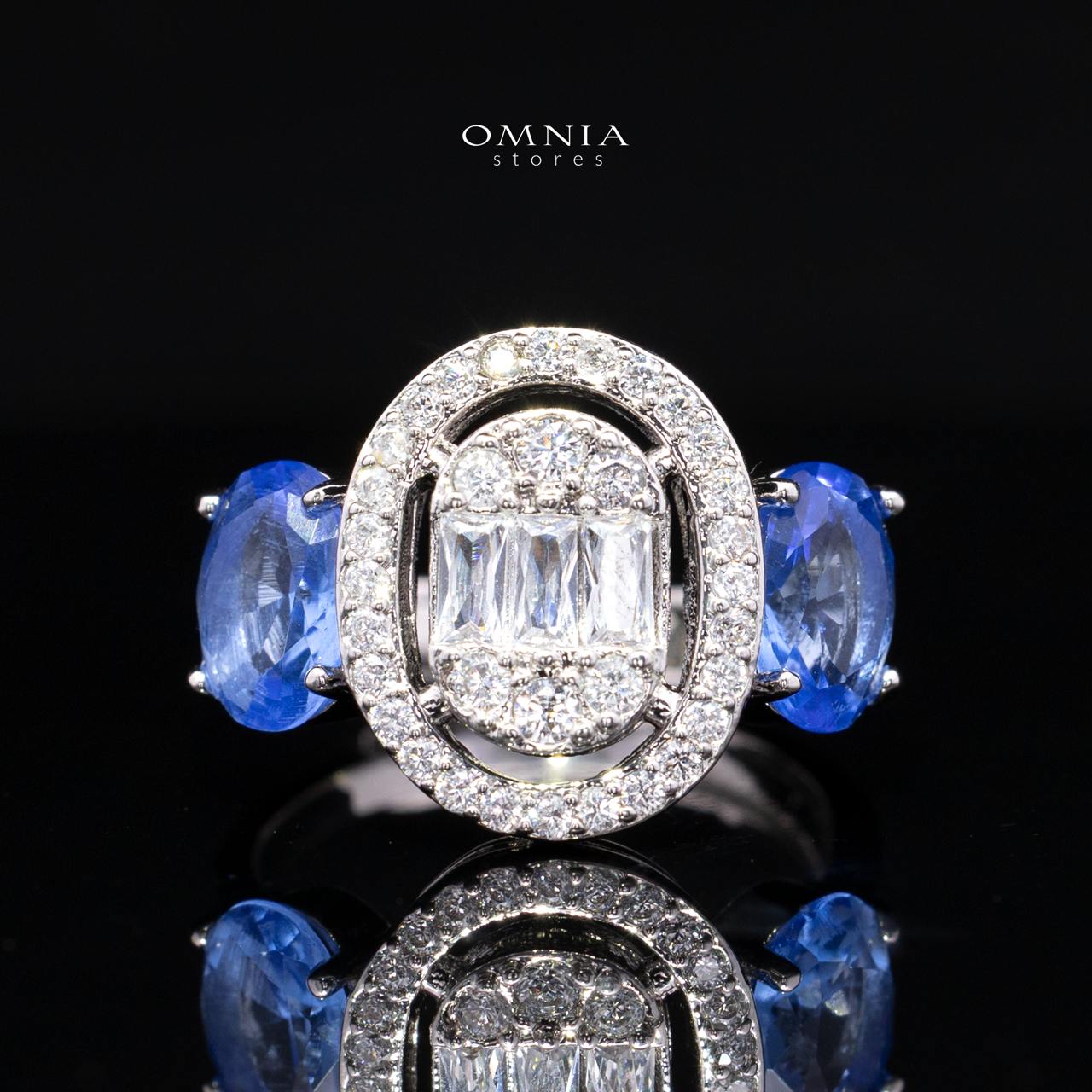 Fairuz Blue Luxury Full Set with Long Chain, High Quality Premium Zircon Stones & Rhodium Plated Finish