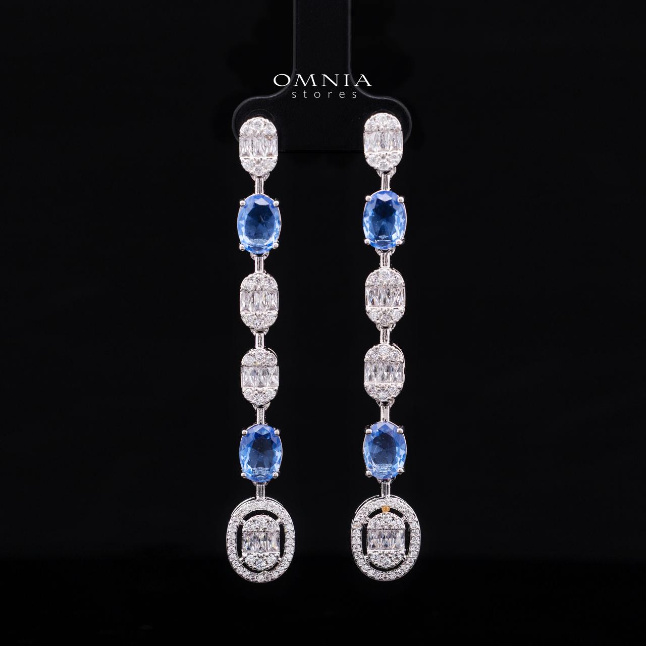 Fairuz Blue Luxury Full Set with Long Chain, High Quality Premium Zircon Stones & Rhodium Plated Finish