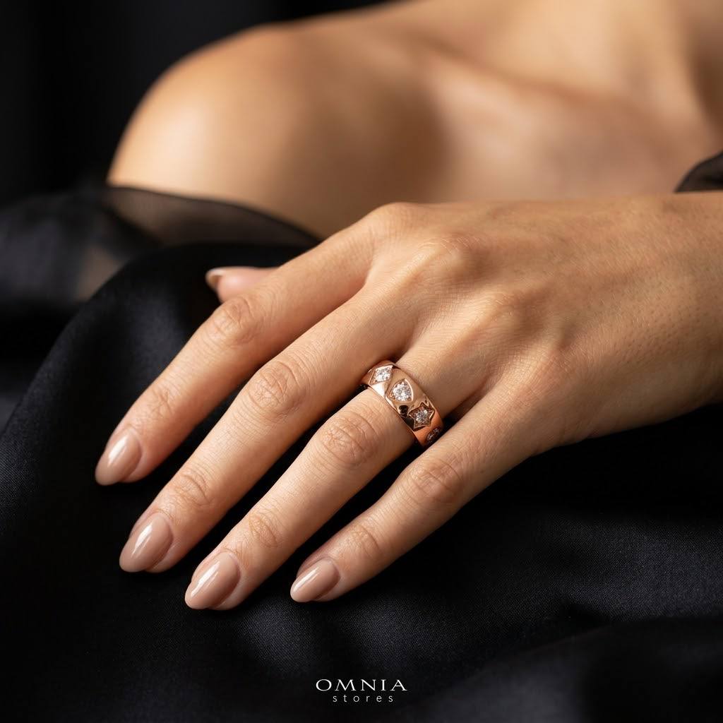 Janna Rose Gold Ring in 925 Silver with Premium Simulated Diamonds