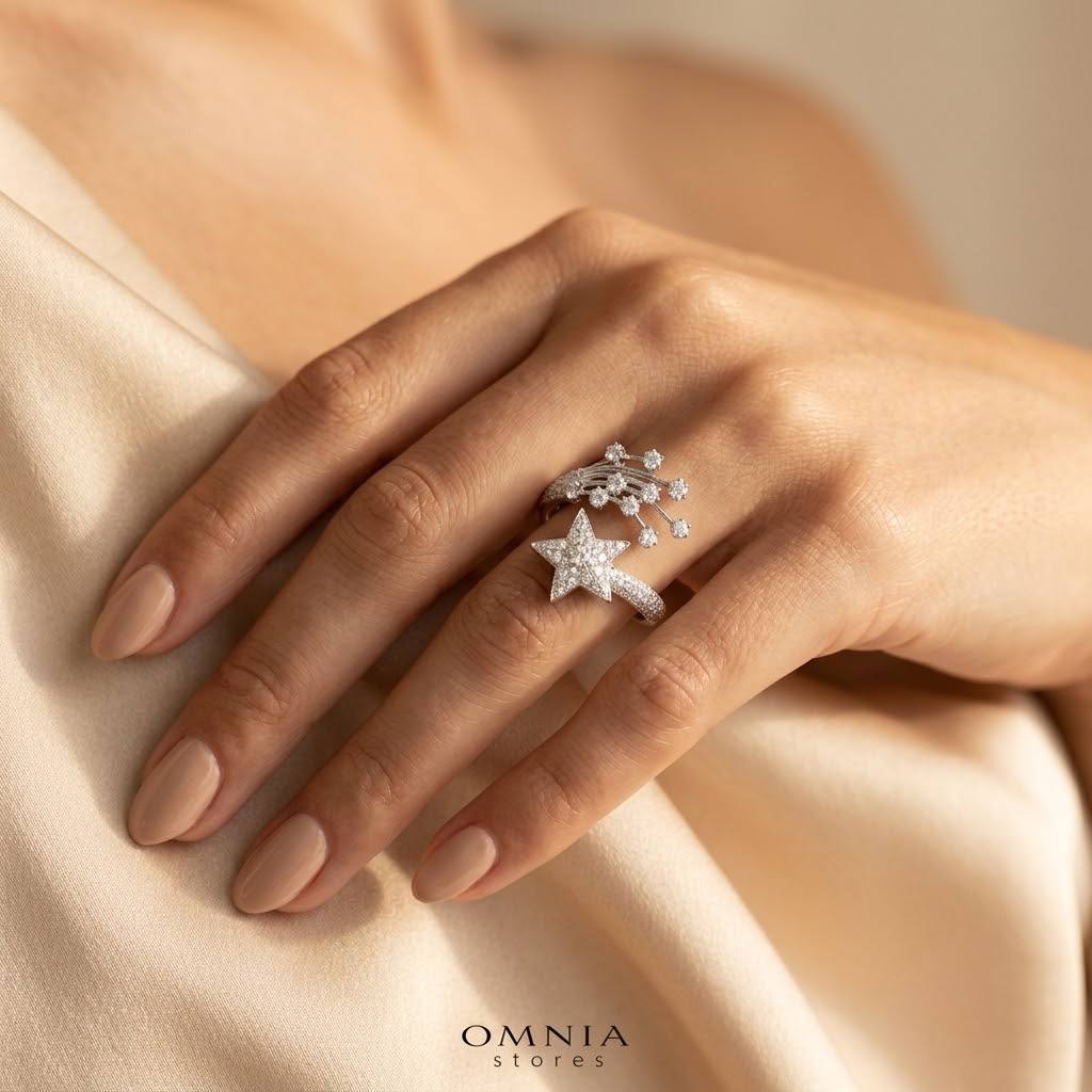 Calista Star White Moissanite Stone Ring With GRA Certified High Quality in 925 Silver