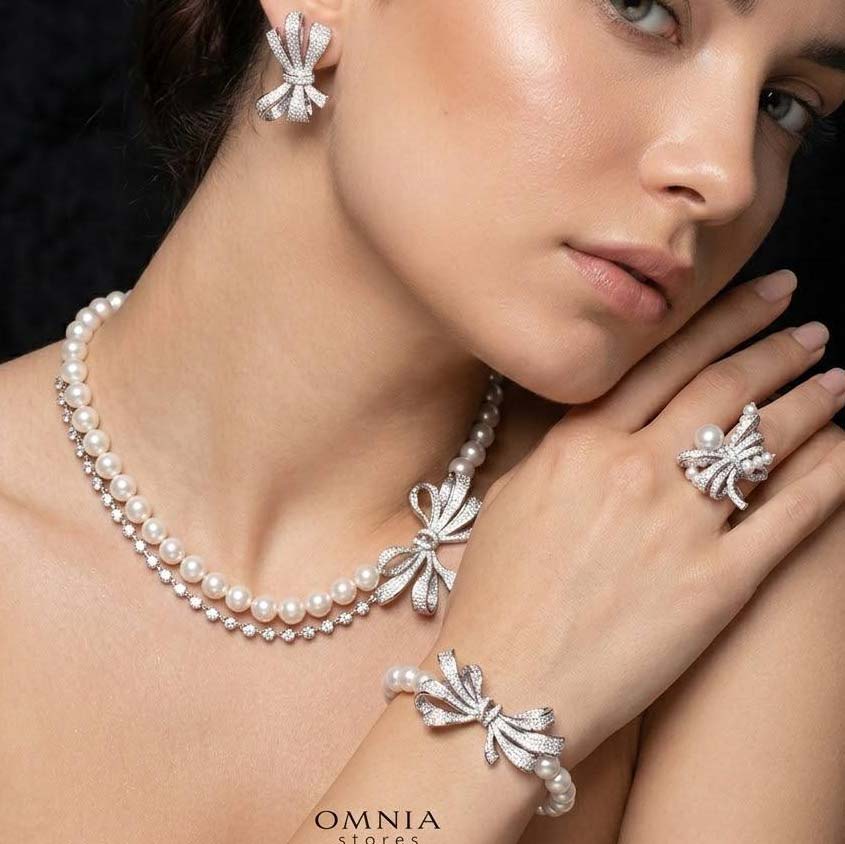 Omnia Murphy Fresh Real Water Pearl Full Set in 925 Silver Accessories High Quality Simulated Diamonds