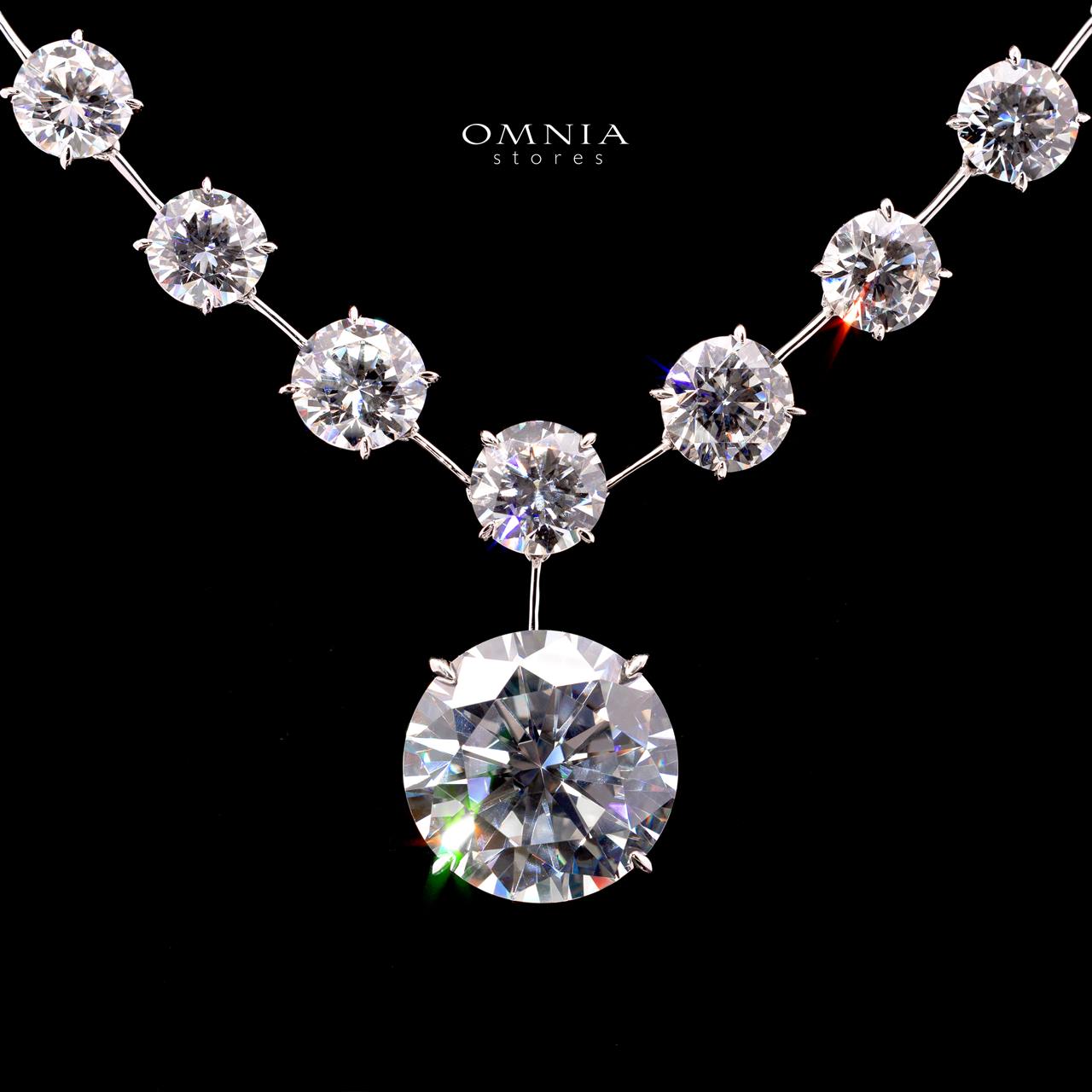 Lina Necklace with Certificate, High-Quality Premium Simulated Diamonds in 925 Sterling Silver