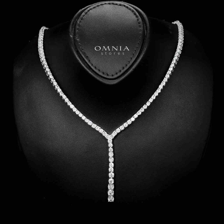Omnia Huda White Luxury Bridal Full Set in High Quality Zircon Stone in Rhodium Plated