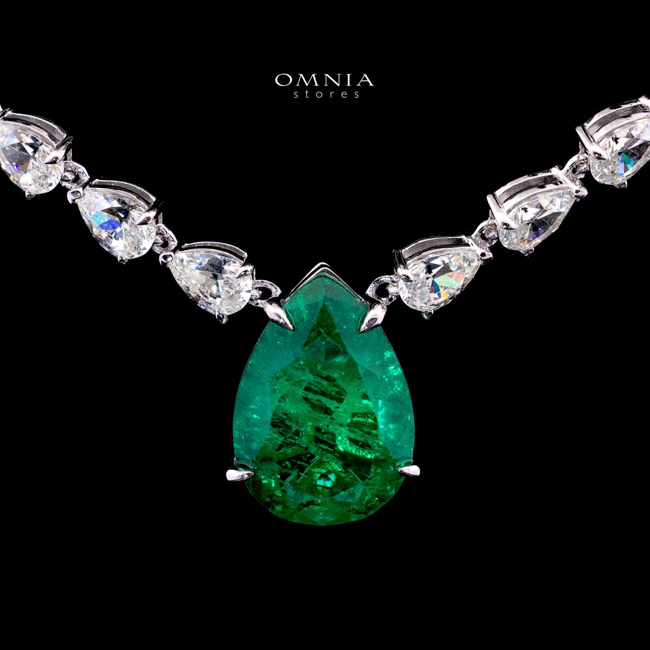 Aretha Green Necklace with Certified Premium Simulated Diamonds in 925 Sterling Silver