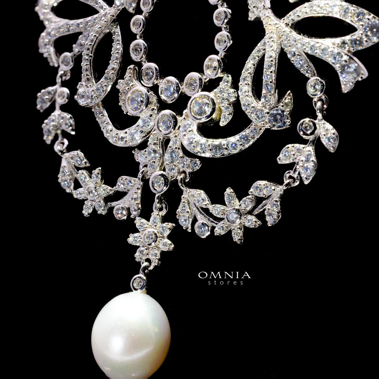 Inna Luxury Chandelier Pearl Brooch with High-Quality Simulated Diamonds in 925 Sterling Silver