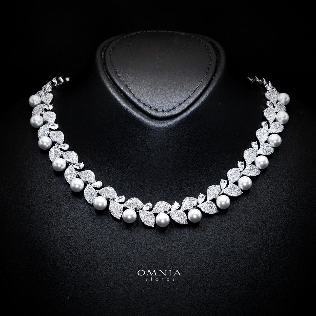 Radwa White Pearl Bridal Full Set with High-Quality Simulated Diamonds – Rhodium Plated