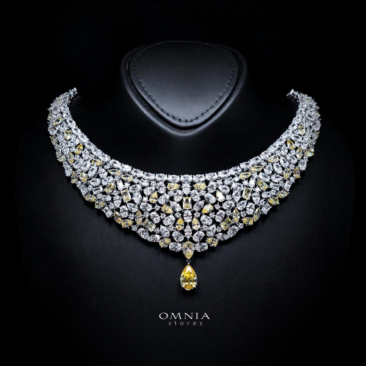 Maya Yellow Luxury Bridal Full Set with High-Quality Simulated Diamonds – Rhodium Plated