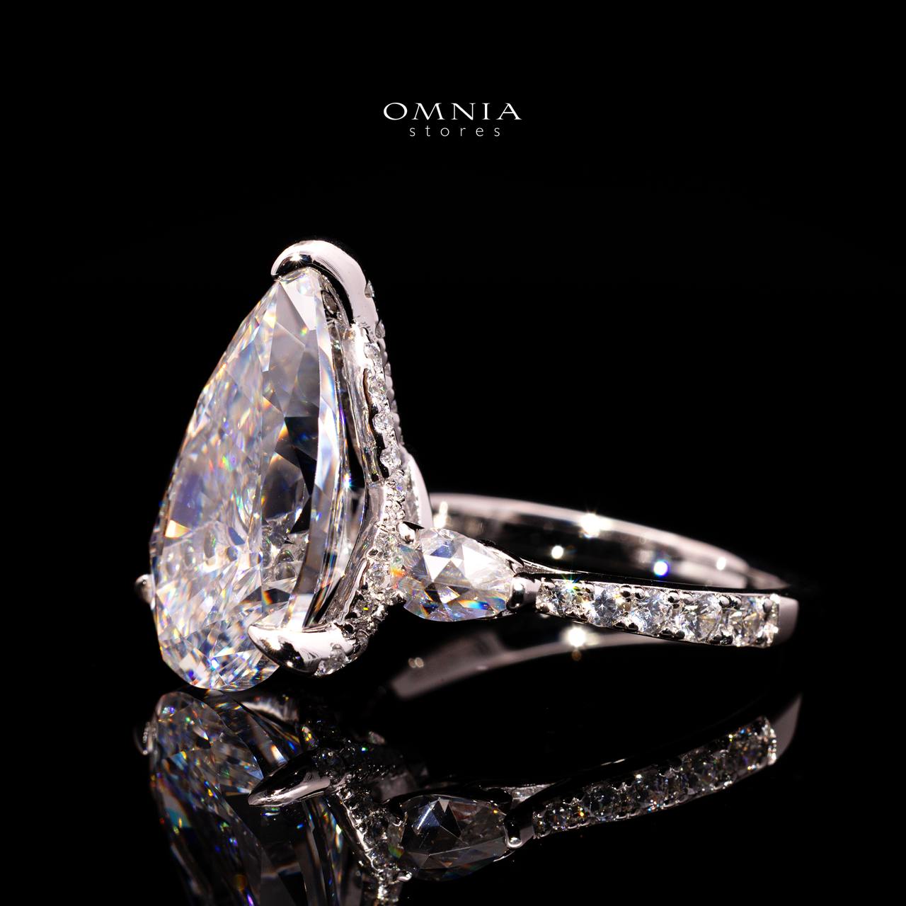 Janel Ring with Certificate, High-Quality Premium Simulated Diamonds in 925 Sterling Silver