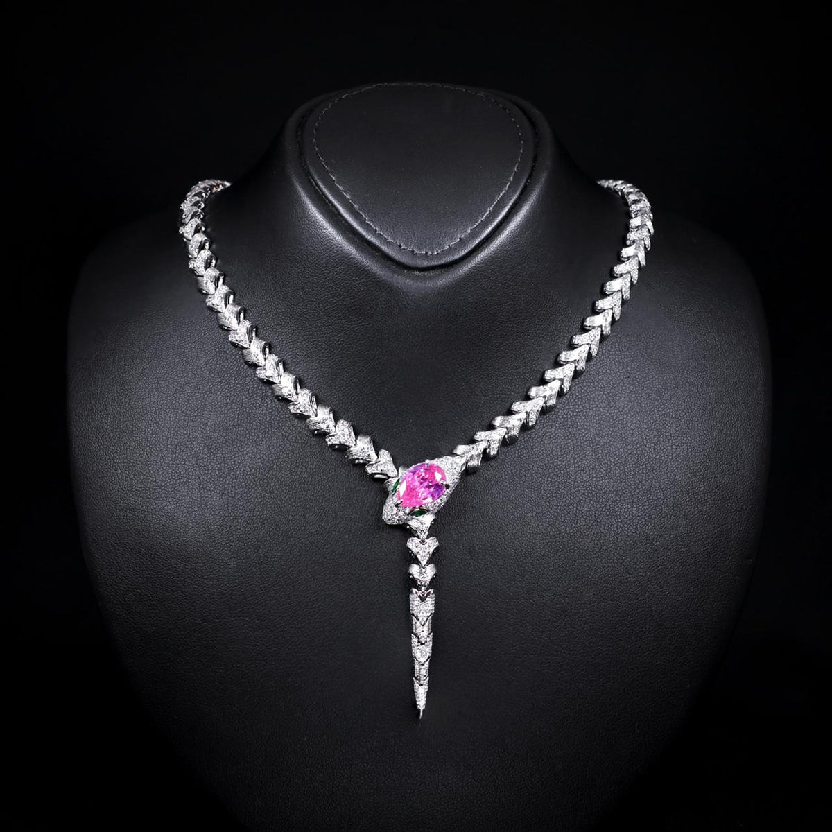 Adriana Pink Luxury Bridal Full Set with High-Quality Zircon Stones Rhodium Plated