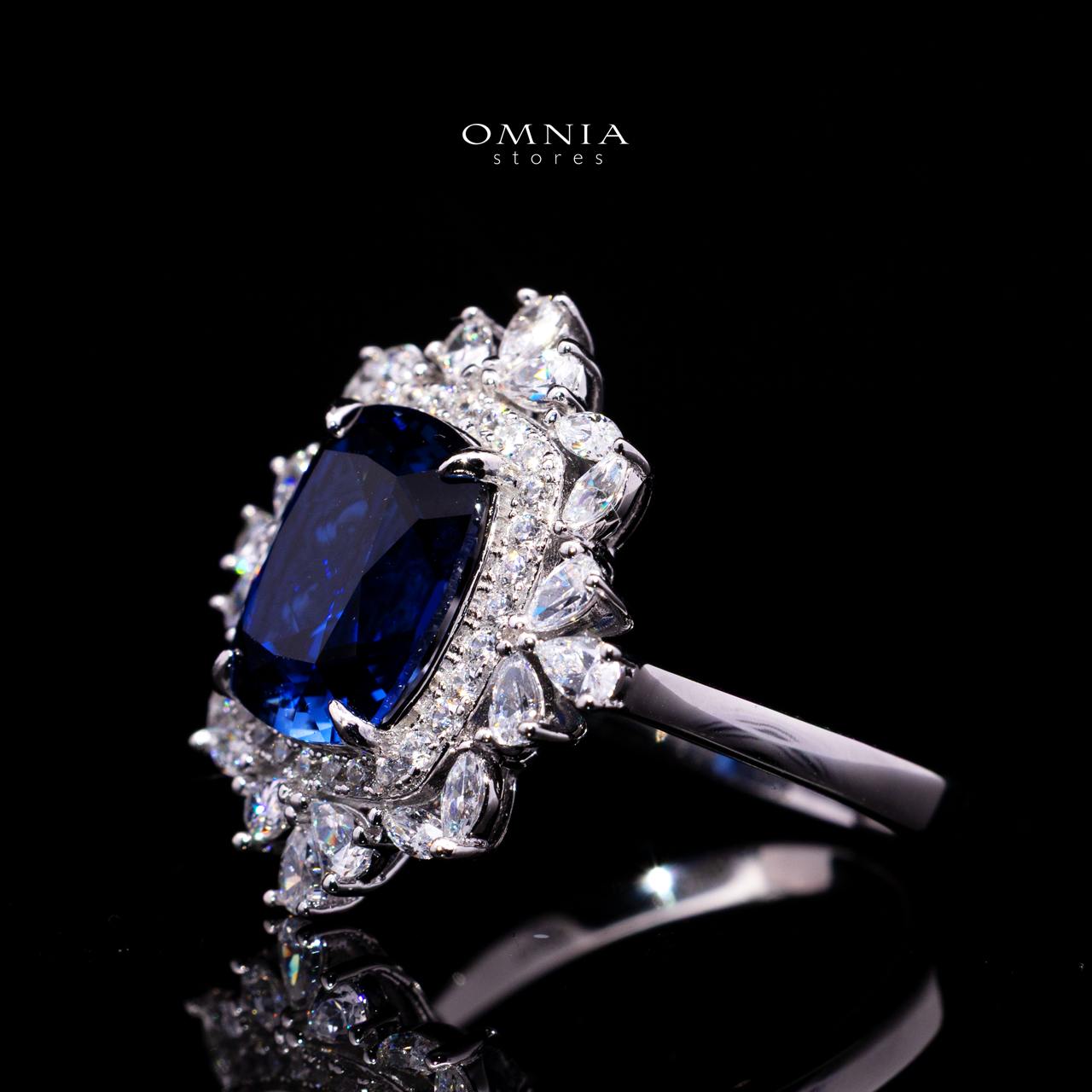 Alyah Blue Sapphire Ring with GRA Certificate in 925 Sterling Silver