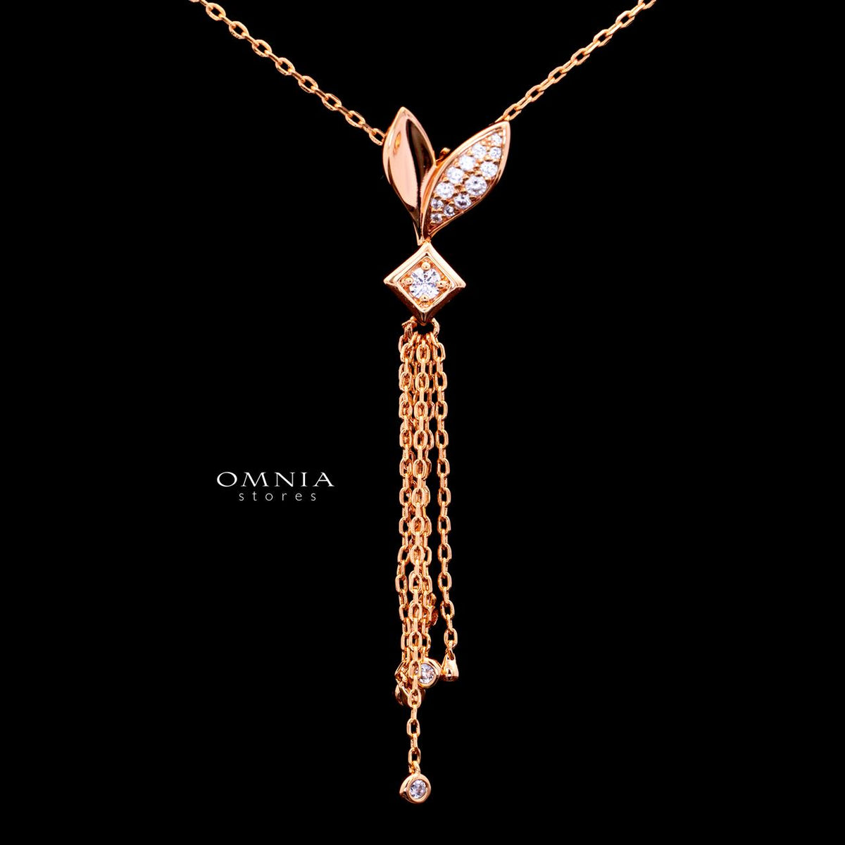 Carla Rose Gold Premium Rhodium-Plated Alloy Necklace with High-Quality Simulated Diamonds