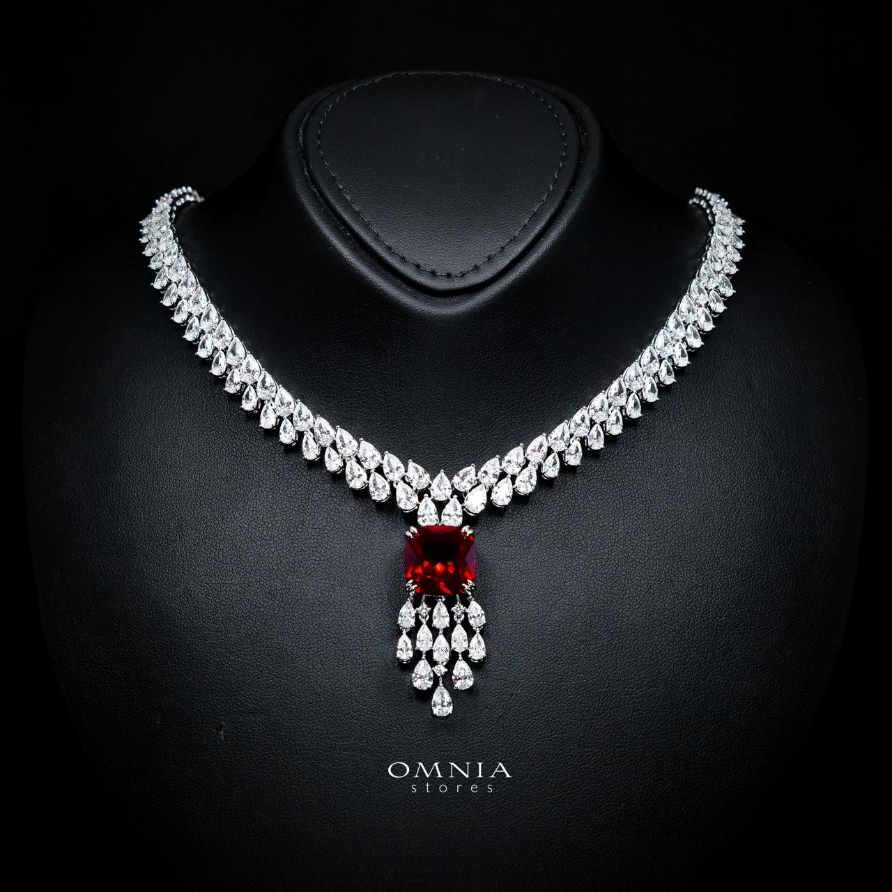 Nazaha Red Luxury Bridal Full Set with High-Quality Simulated Diamonds – Rhodium Plated