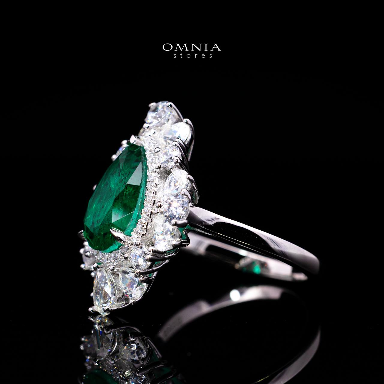 Destiny Green Ring with Certified Premium Simulated Diamonds in 925 Sterling Silver