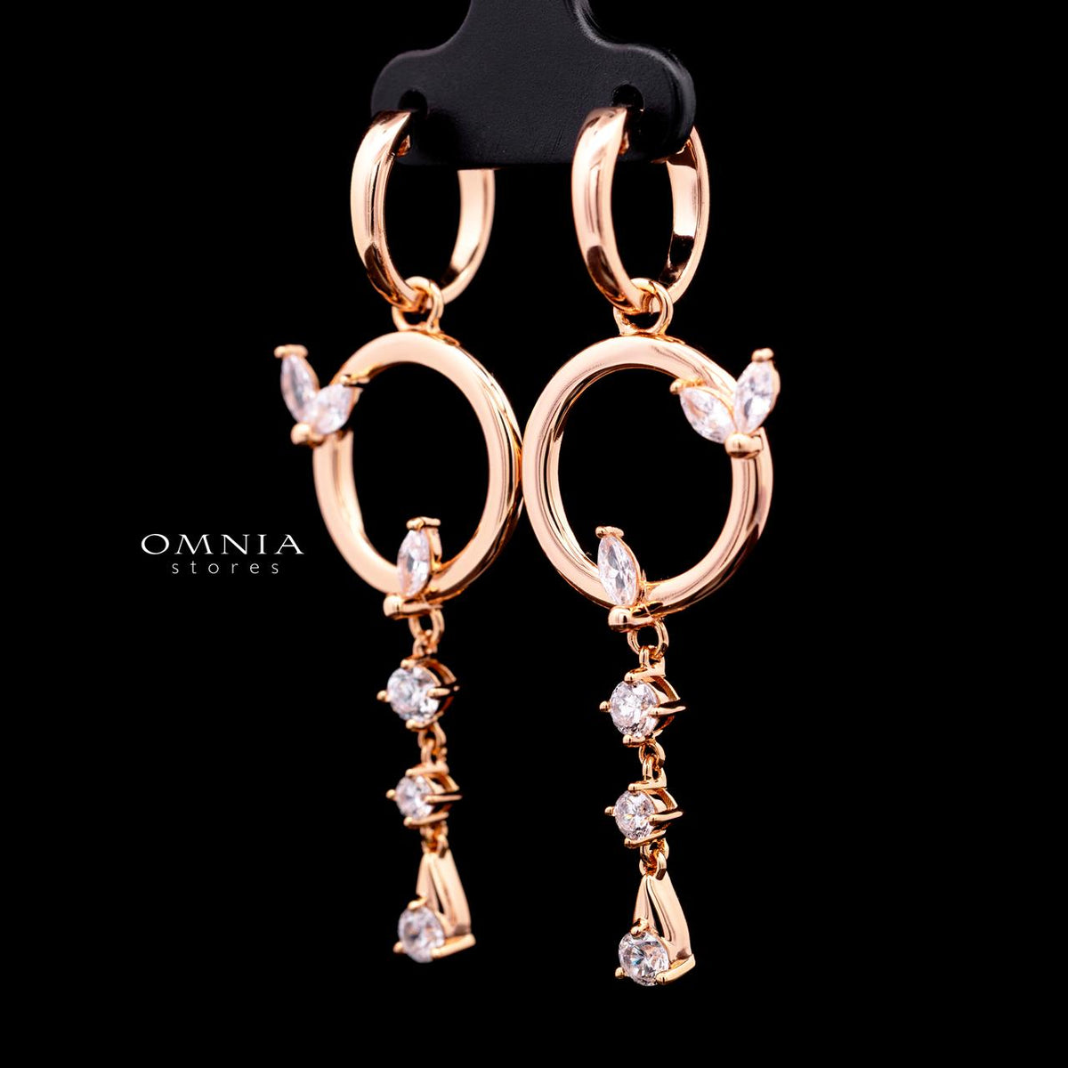 Stacey Rose Gold Premium Rhodium-Plated Alloy Earring with High-Quality Simulated Diamonds