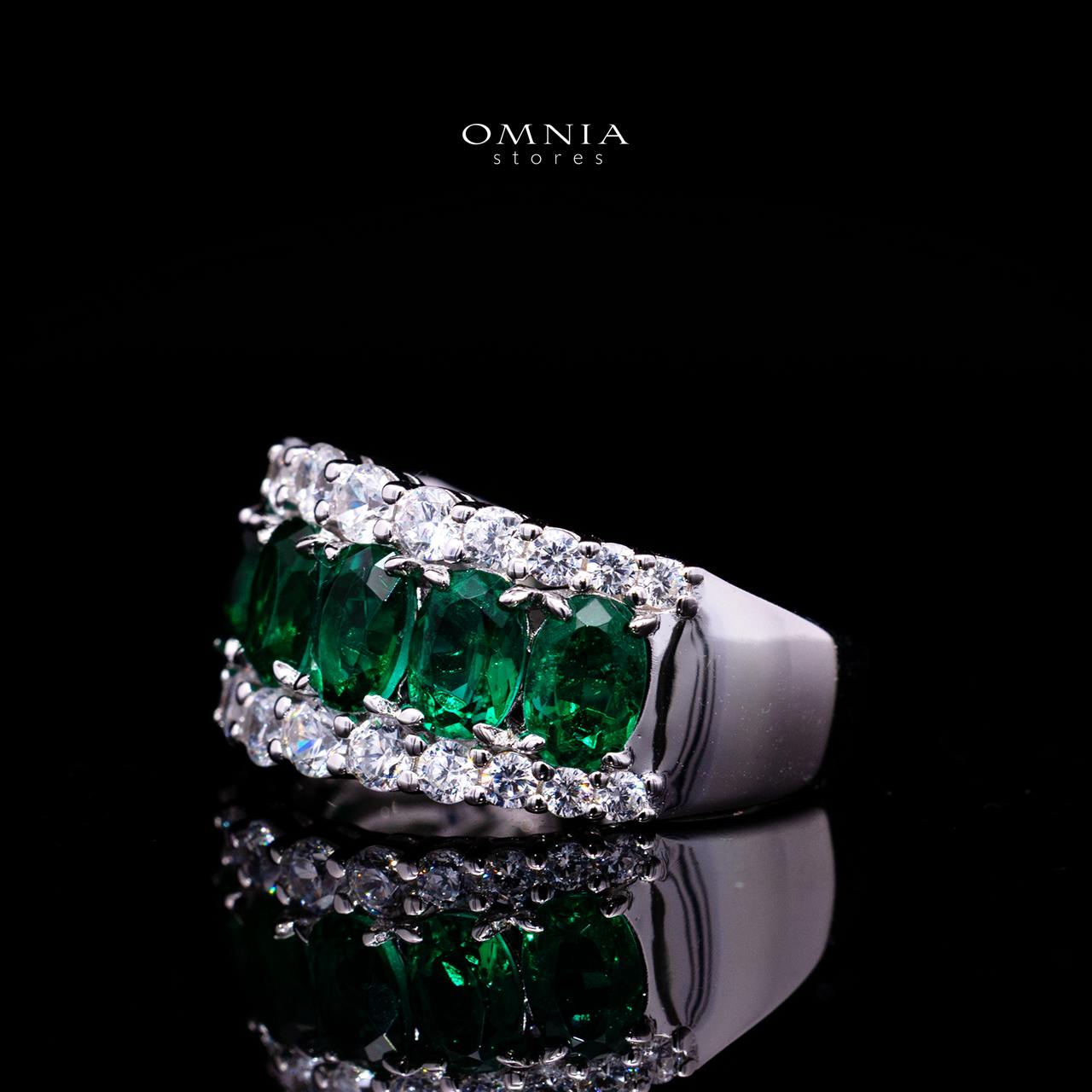 Adesina Green Ring with Certified High-Quality Premium Simulated Diamonds in 925 Sterling Silver
