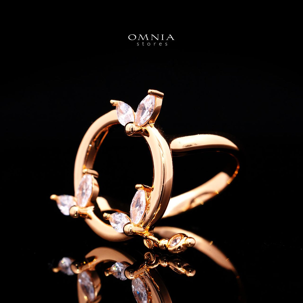 Stacey Rose Gold Premium Rhodium-Plated Alloy Ring with High-Quality Simulated Diamonds