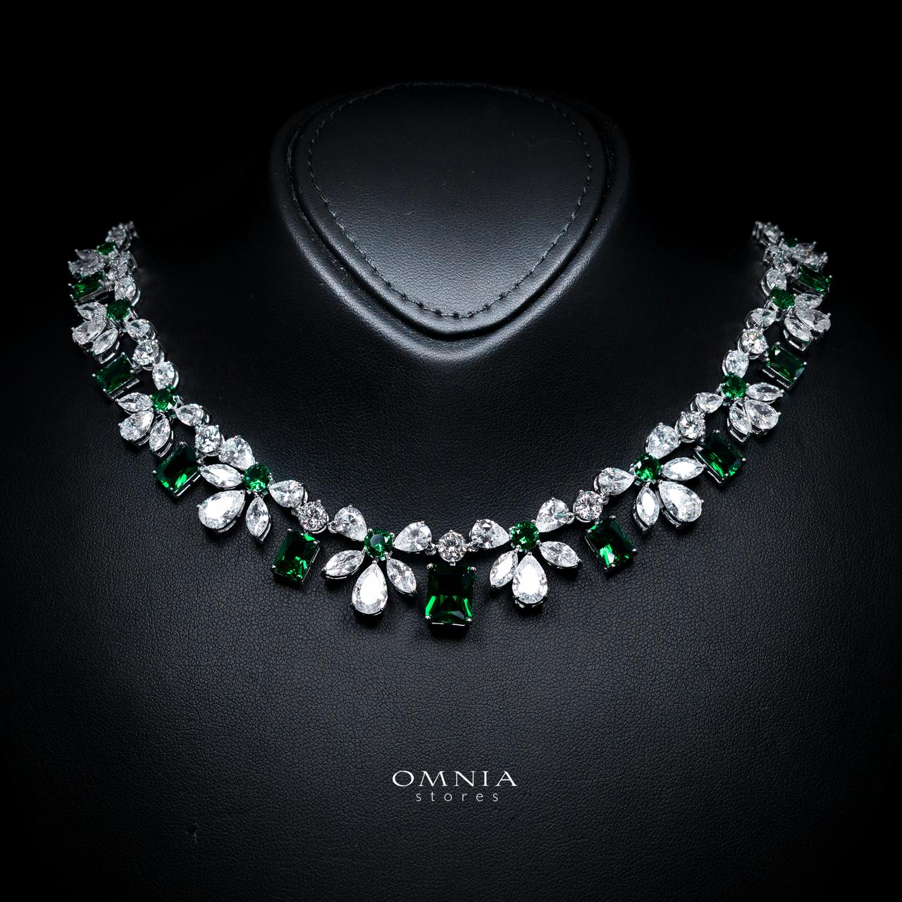 Rizza Green Luxury Bridal Full Set with High-Quality Simulated Diamonds – Rhodium Plated
