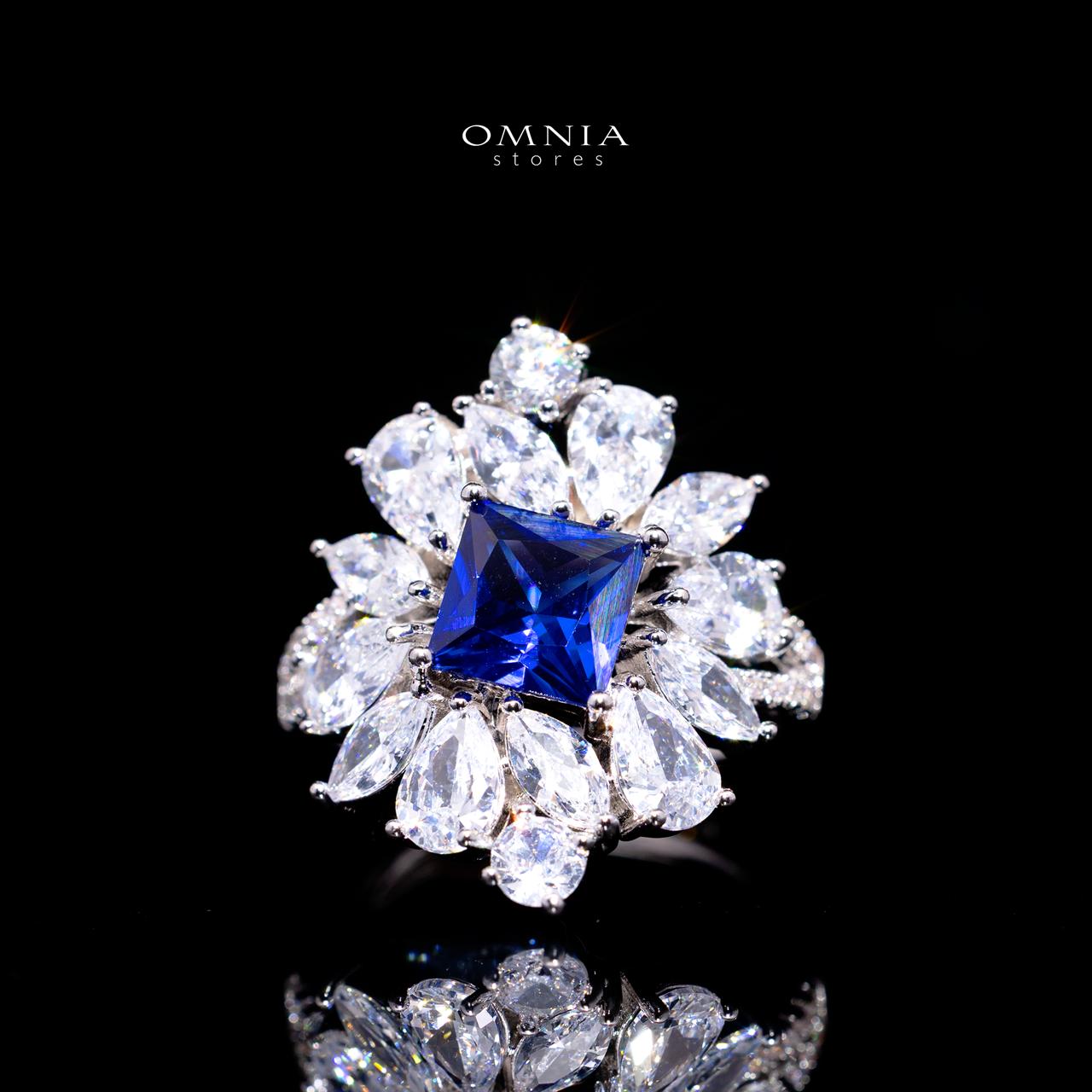 Christine Blue Luxury Bridal Full Set with High-Quality Simulated Diamonds – Rhodium Plated
