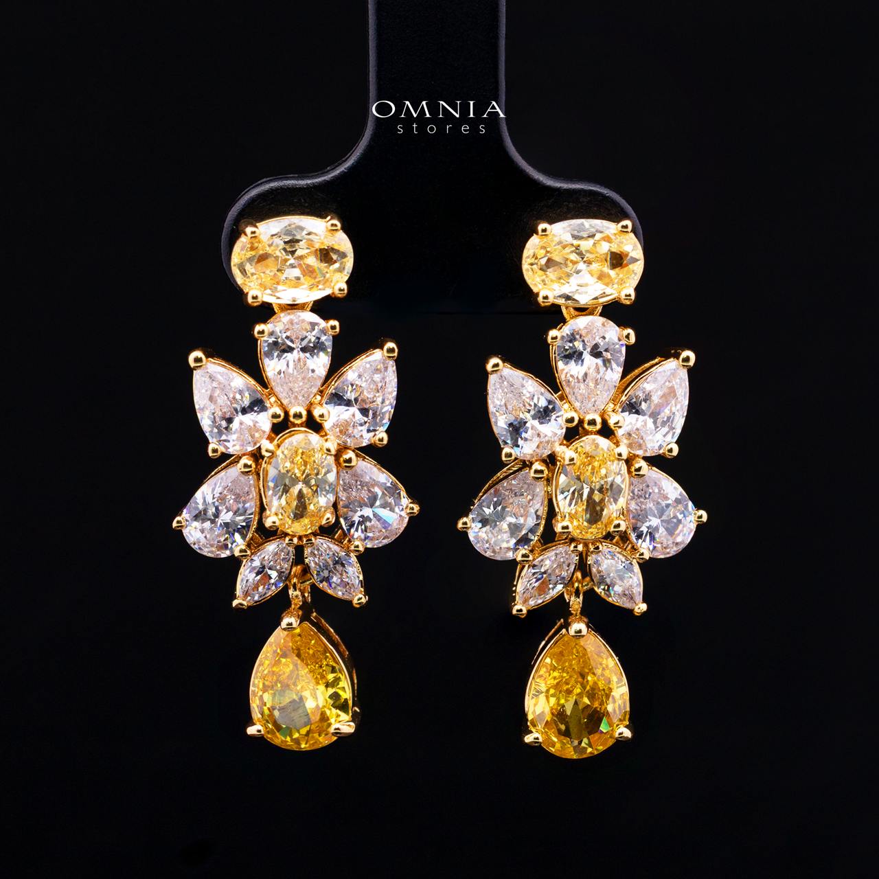 Omnia Dema Gold Luxury Bridal Full Set in High Quality Zircon Stone Rhodium Plated