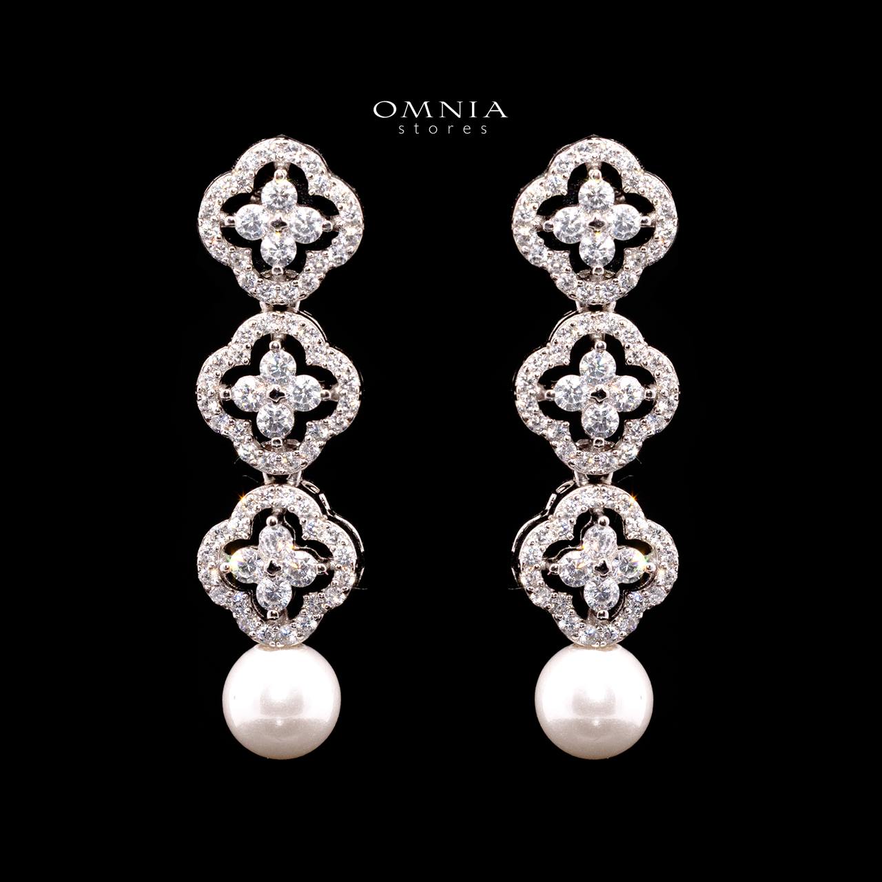 Omnia Sahira Pearl Bridal Full Set in 925 Silver with High-Quality White Zircon Stones