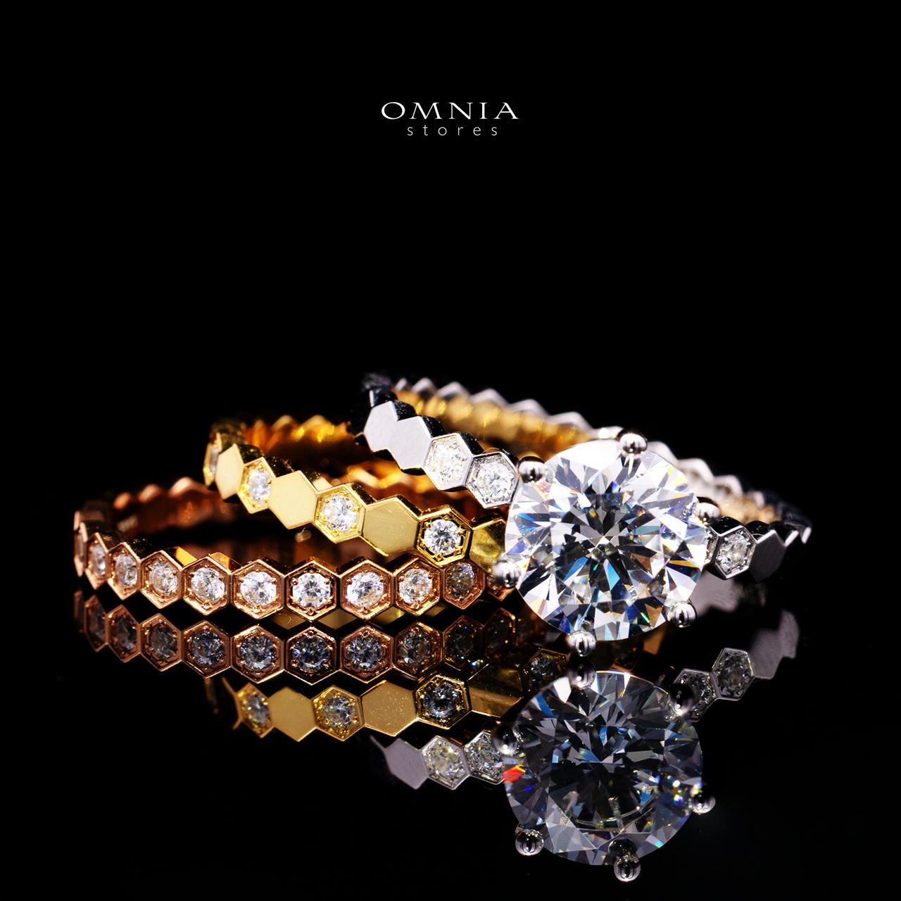Agnese Tricolor Ring with Certificate | High-Quality Premium Simulated Diamonds in 925 Sterling Silver