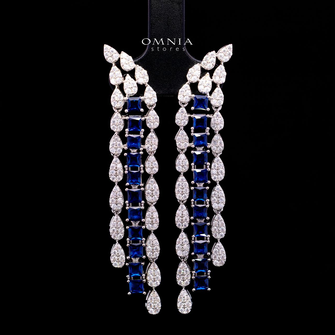 Trinity Blue Luxury Bridal Full Set with High-Quality Simulated Diamonds – Rhodium Plated